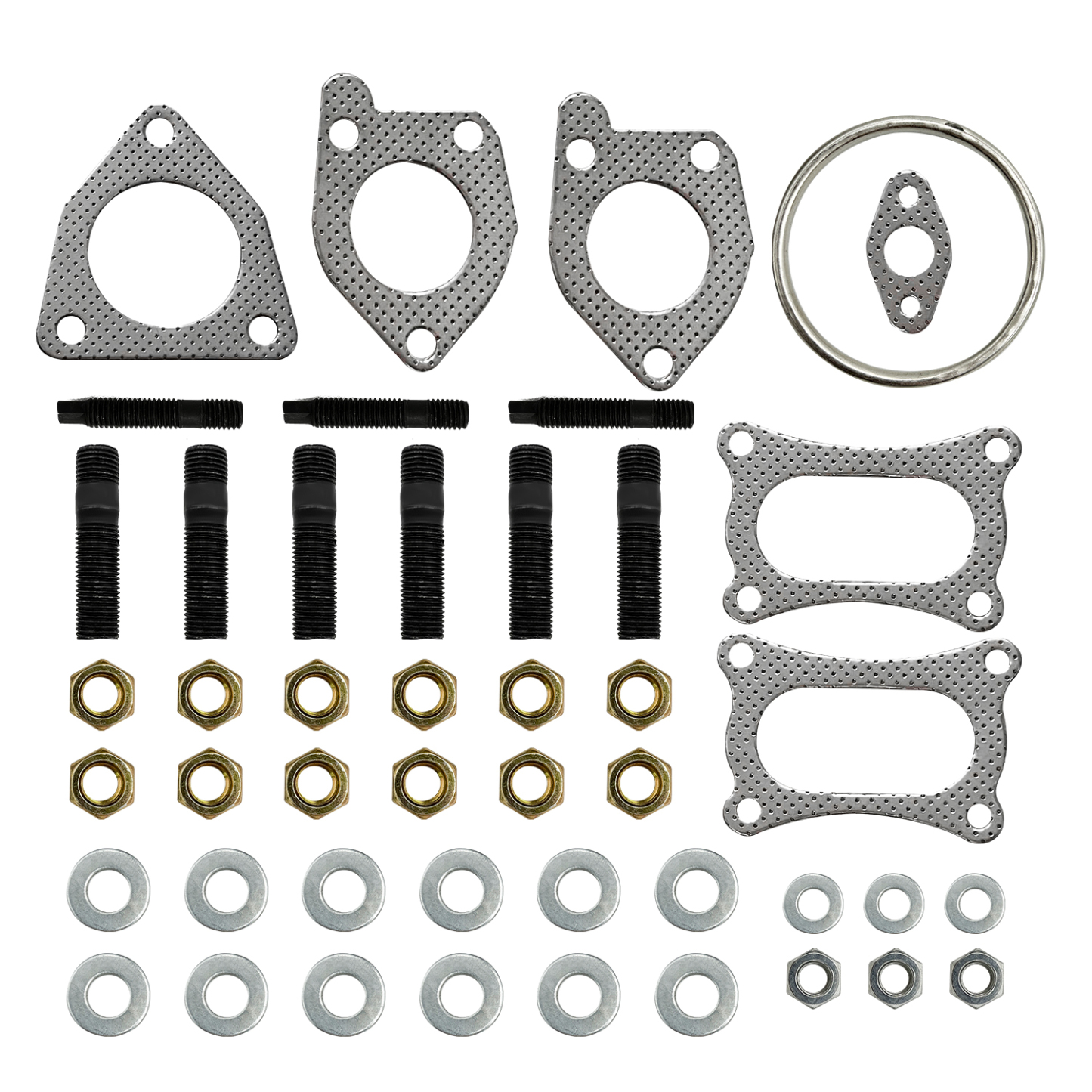 Catalytic Converter Bolts Gasket Set fit Honda Odyssey, Acura MDX, Saturn Vue 3.5L (LH 16450 + RH 16451 + Rear 16351)