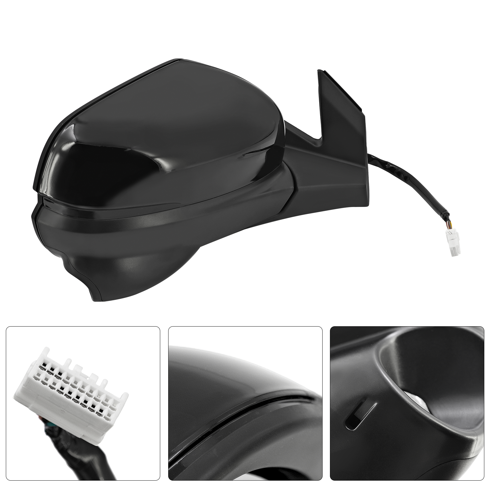 9Pins Black Right Side Mirror Assembly for Honda Pilot EX/EX-L/Elite/LX/Touring 2016-2018 w/Camera, Power Adjustment