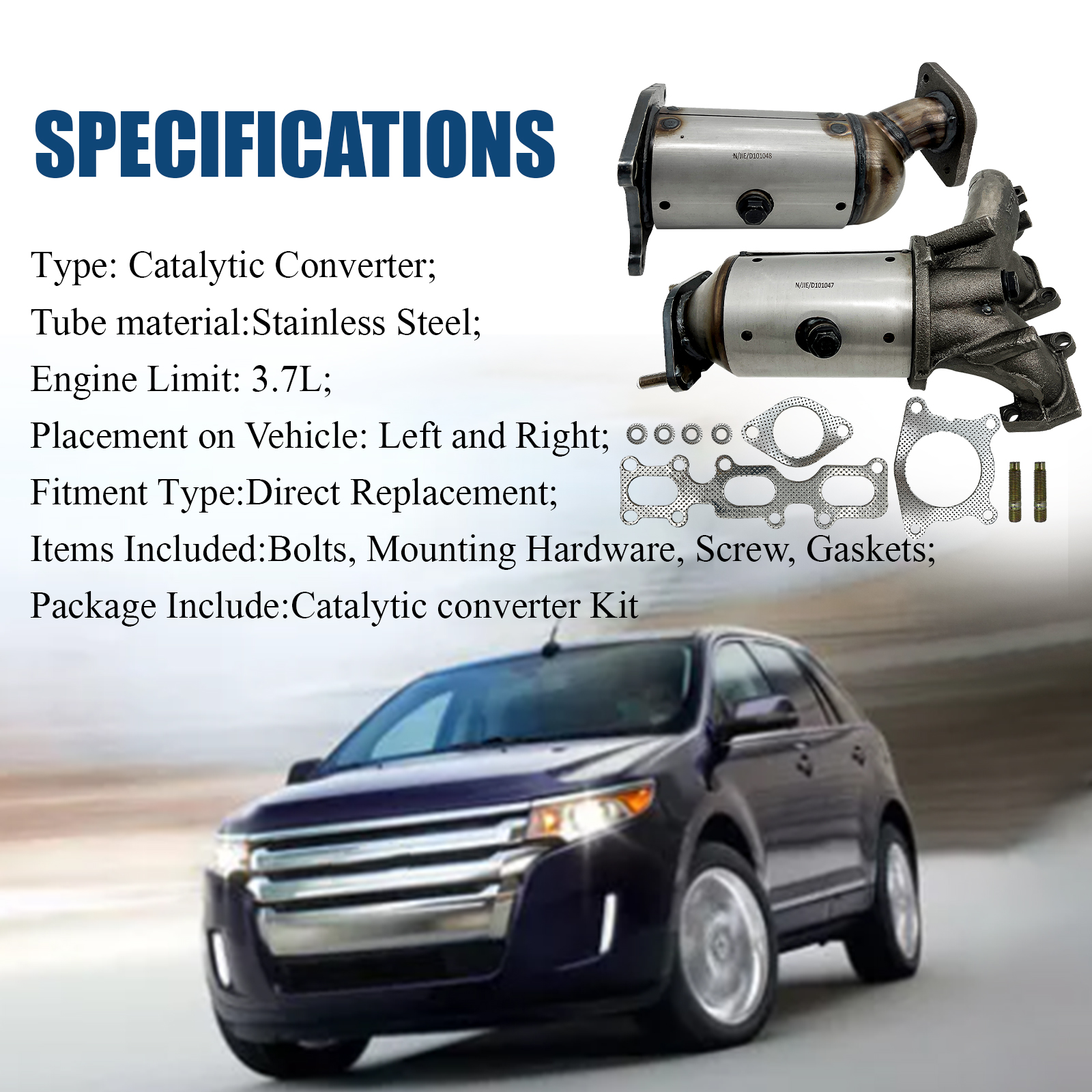 Front and Rear Catalytic Converter Fit for 2011-2014 Ford Edge 3.5L 3.7L MKX 3.7L