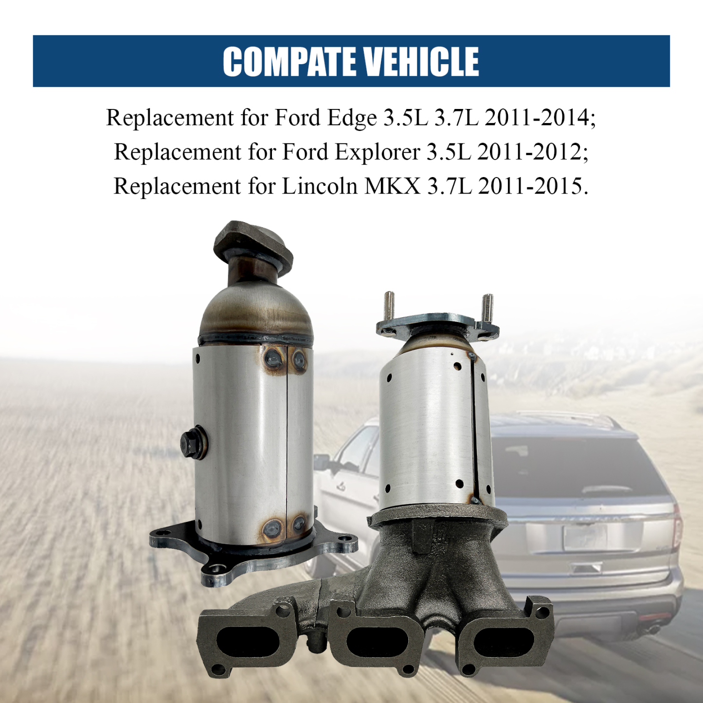 Front and Rear Catalytic Converter Fit for 2011-2014 Ford Edge 3.5L 3.7L MKX 3.7L