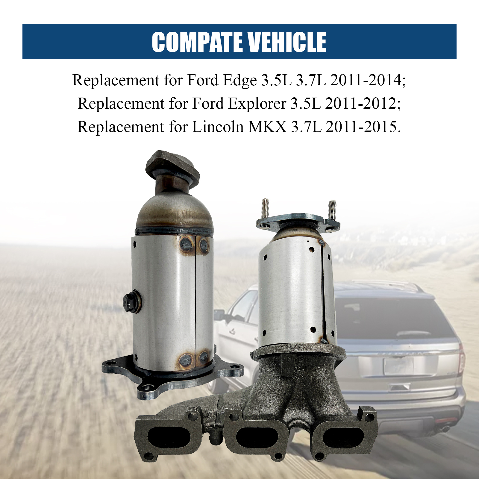 Front and Rear Catalytic Converter Fit for 2011-2014 Ford Edge 3.5L 3.7L MKX 3.7L