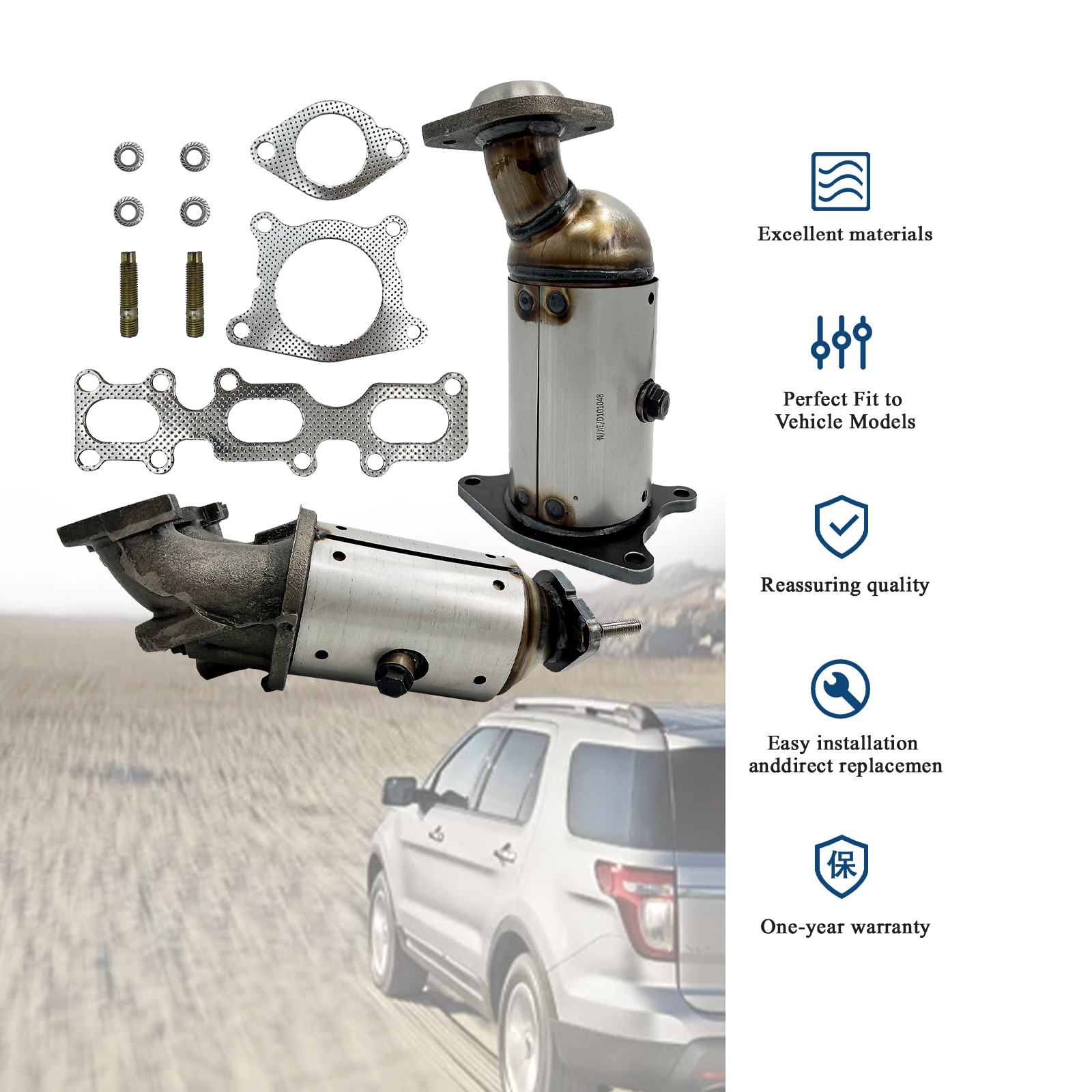 Front and Rear Catalytic Converter Fit for 2011-2014 Ford Edge 3.5L 3.7L MKX 3.7L