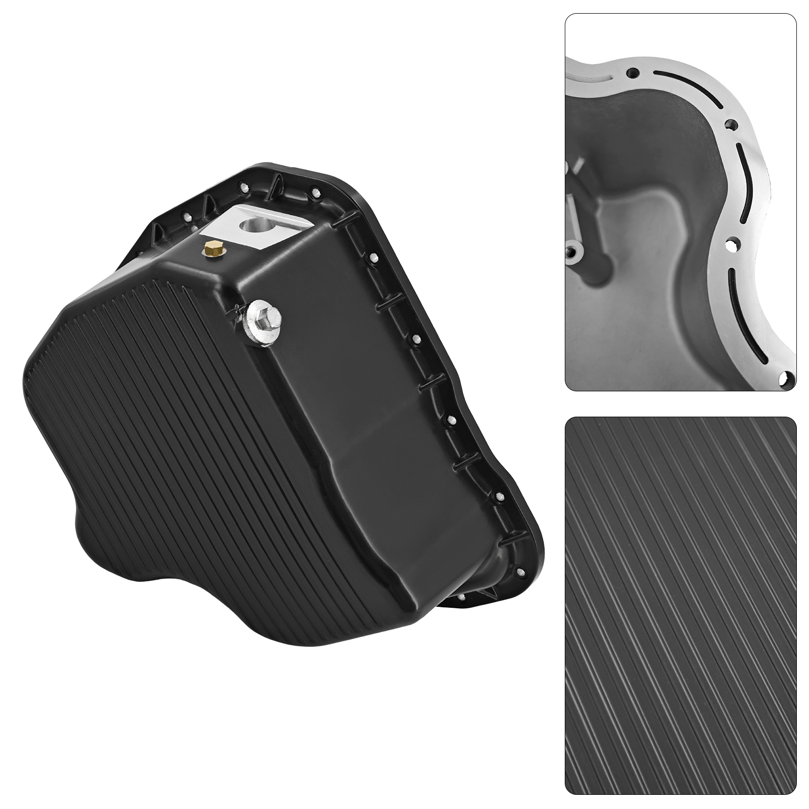 Black High Capacity Cast Aluminum Deep Engine Oil Pan for Chevy/GMC 6.6L Duramax Diesel 2001-2010
