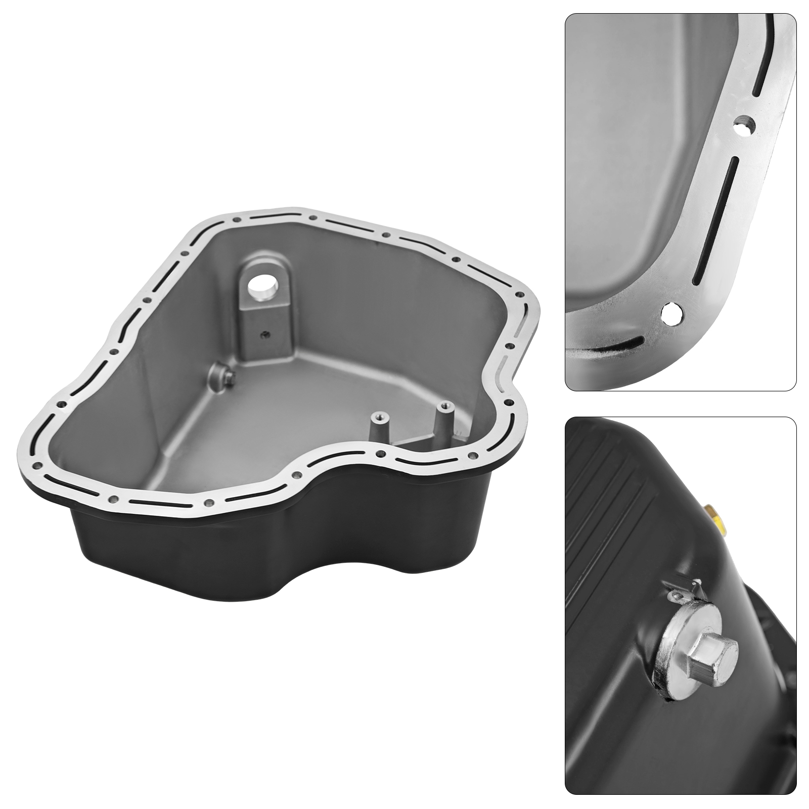 Black High Capacity Cast Aluminum Deep Engine Oil Pan for Chevy/GMC 6.6L Duramax Diesel 2001-2010