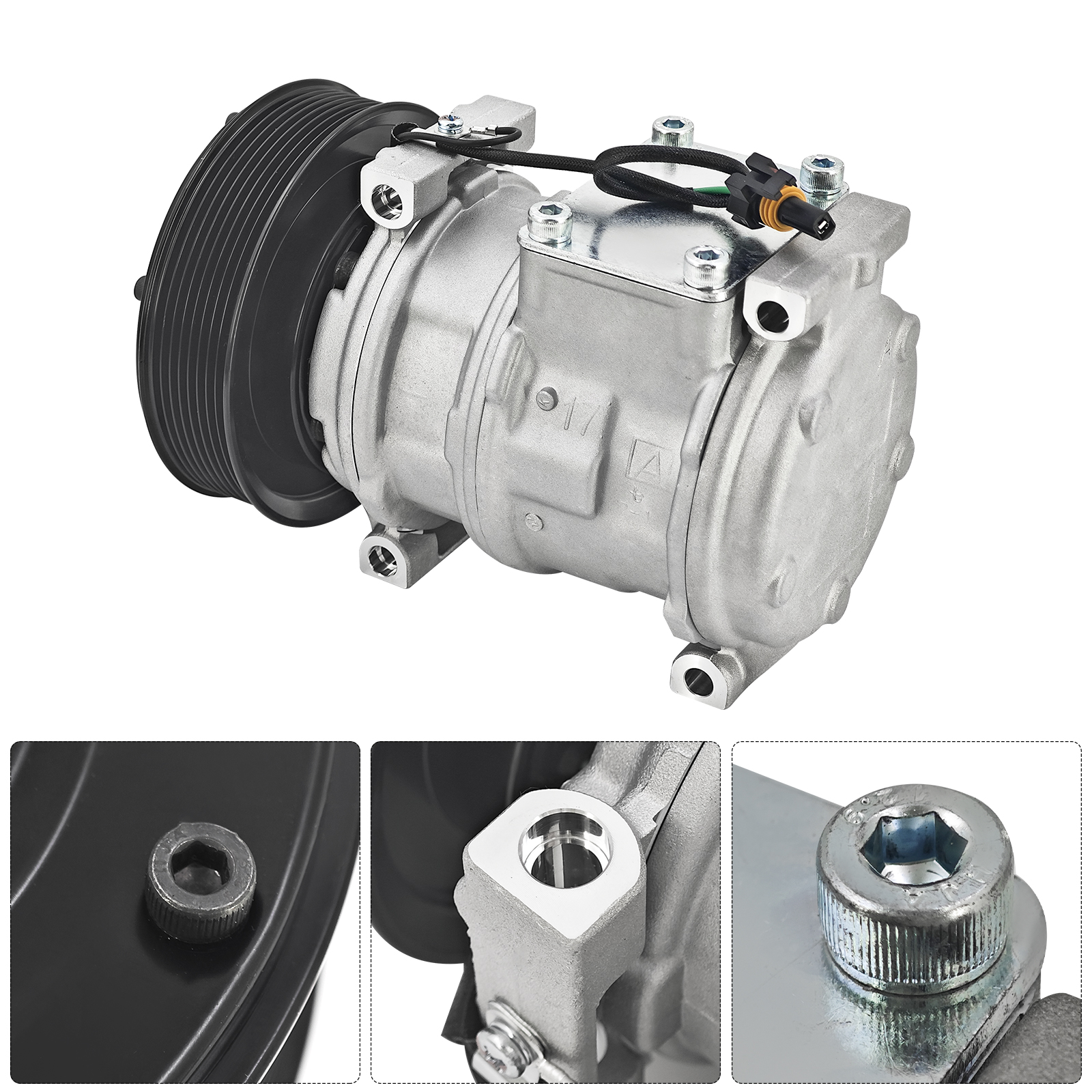 A/C Compressor 24V 8 Grooves for John Deere 444H 444J 444K 524K 544H 544J 544K 624H 624J 624K 624KR
