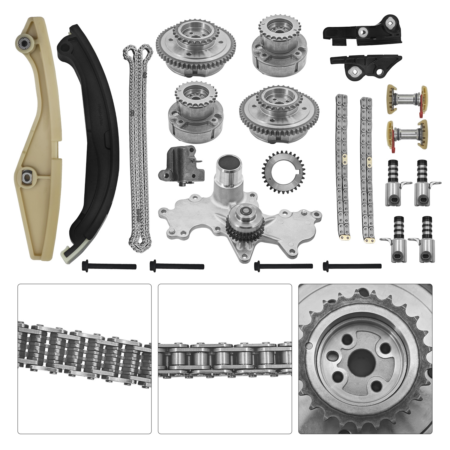 Timing Chain Kits Fit for Ford F-150 3.5 Ecoboost 2011-2013, Fit for Ford Transit-150/250/ 350/350 HD 3.5L 2015-2016, W/Water Pump VVT Solenoid