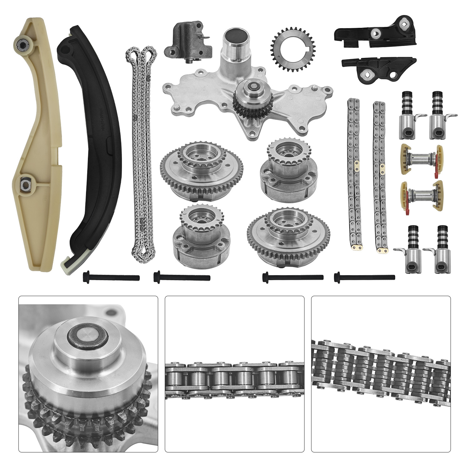 Timing Chain Kits Fit for Ford F-150 3.5 Ecoboost 2011-2013, Fit for Ford Transit-150/250/ 350/350 HD 3.5L 2015-2016, W/Water Pump VVT Solenoid