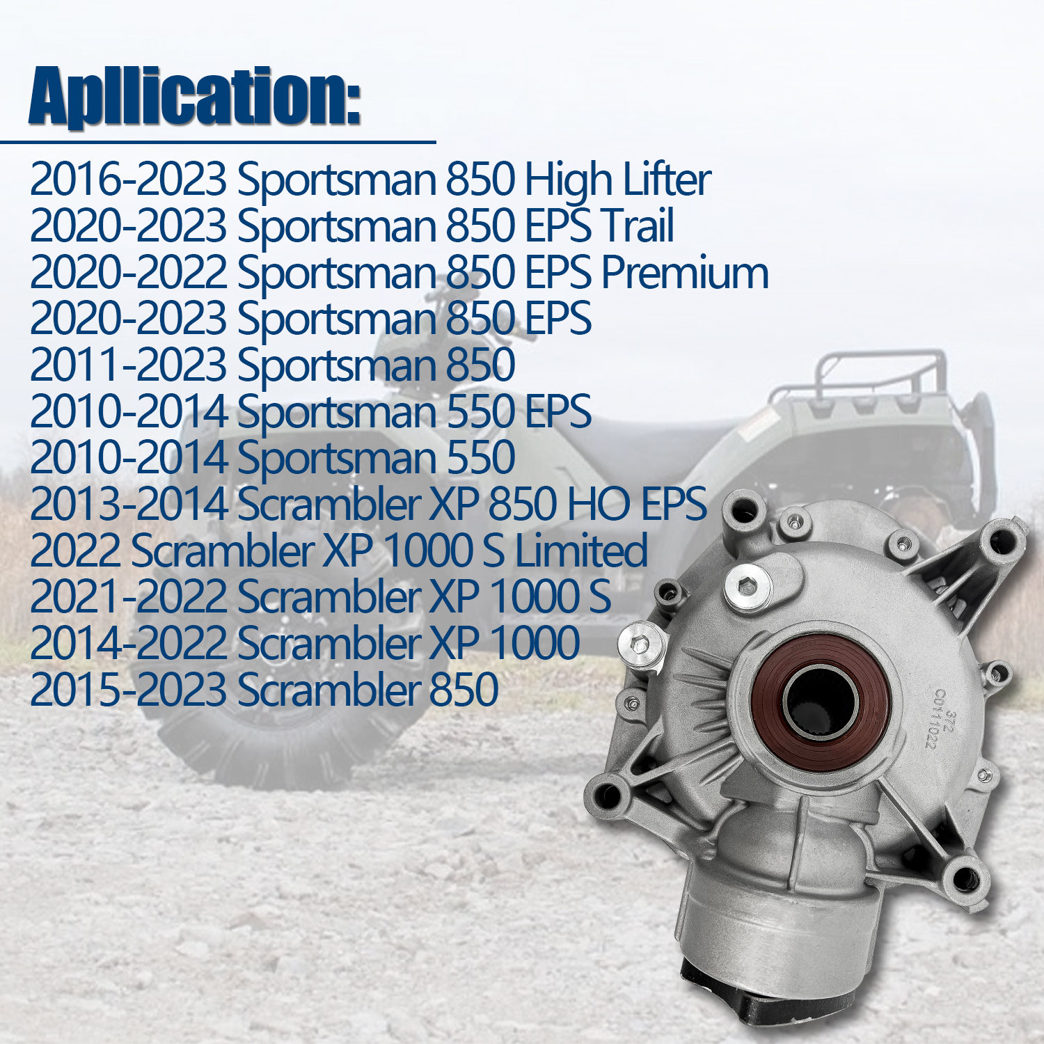 Rear Differential fit for Polaris Sportsman 550 850 Scambler XP 850 Touring Scrambler 1000 550