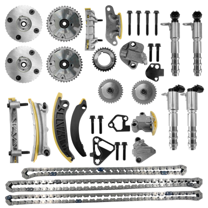 Full Set Engine Timing Chain Kit with VVT Sprocket, Camshaft Phaser and Solenoid Actuator Fit for Chevy Buick Cadillac GMC Pontiac Saturn Suzuki