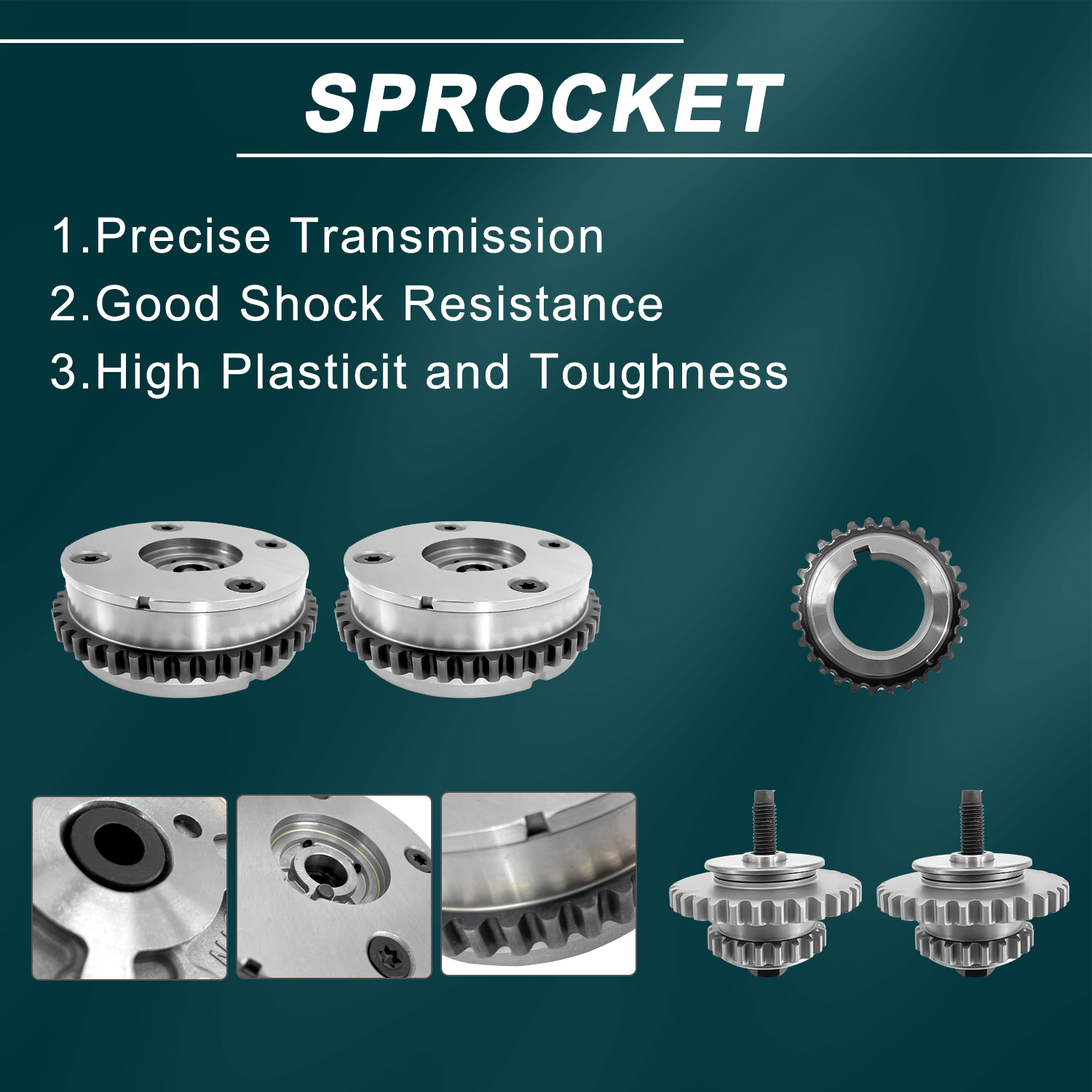 Full Set Engine Timing Chain Kit with VVT Sprocket, Camshaft Phaser and Solenoid Actuator Fit for Chevy Buick Cadillac GMC Pontiac Saturn Suzuki