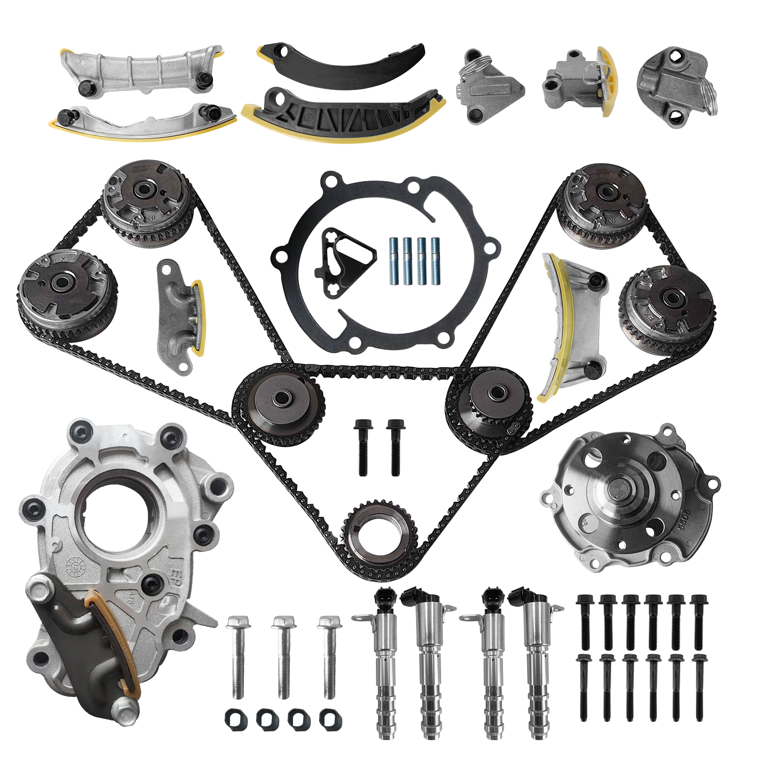 Engine Timing Chain Kit w/VVT Sprocket Water & Oil Pump for Chevy/Cadillac/GMC/Buick/Pontiac/Saturn 3.0L 3.6L V6