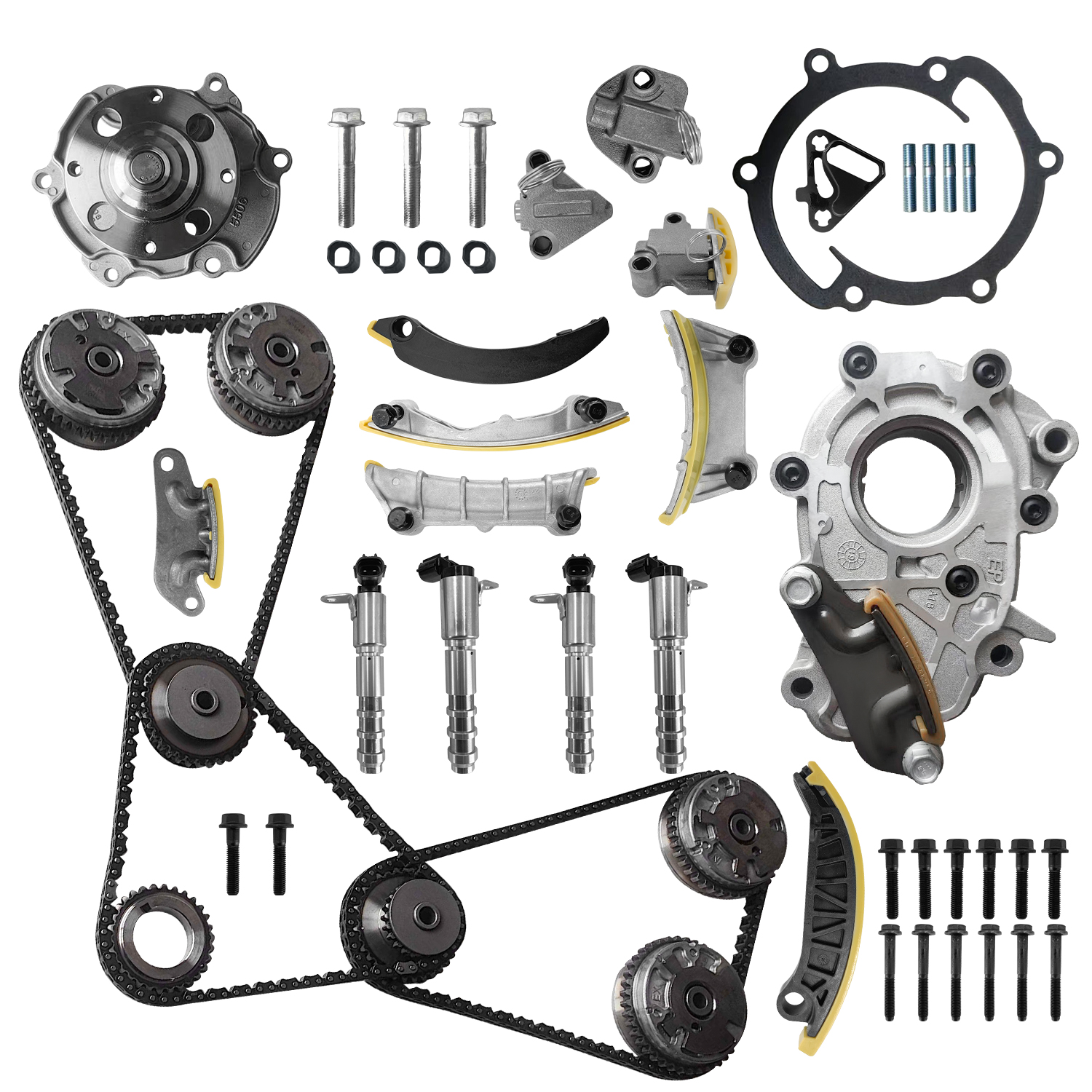 Engine Timing Chain Kit w/VVT Sprocket Water & Oil Pump for Chevy/Cadillac/GMC/Buick/Pontiac/Saturn 3.0L 3.6L V6