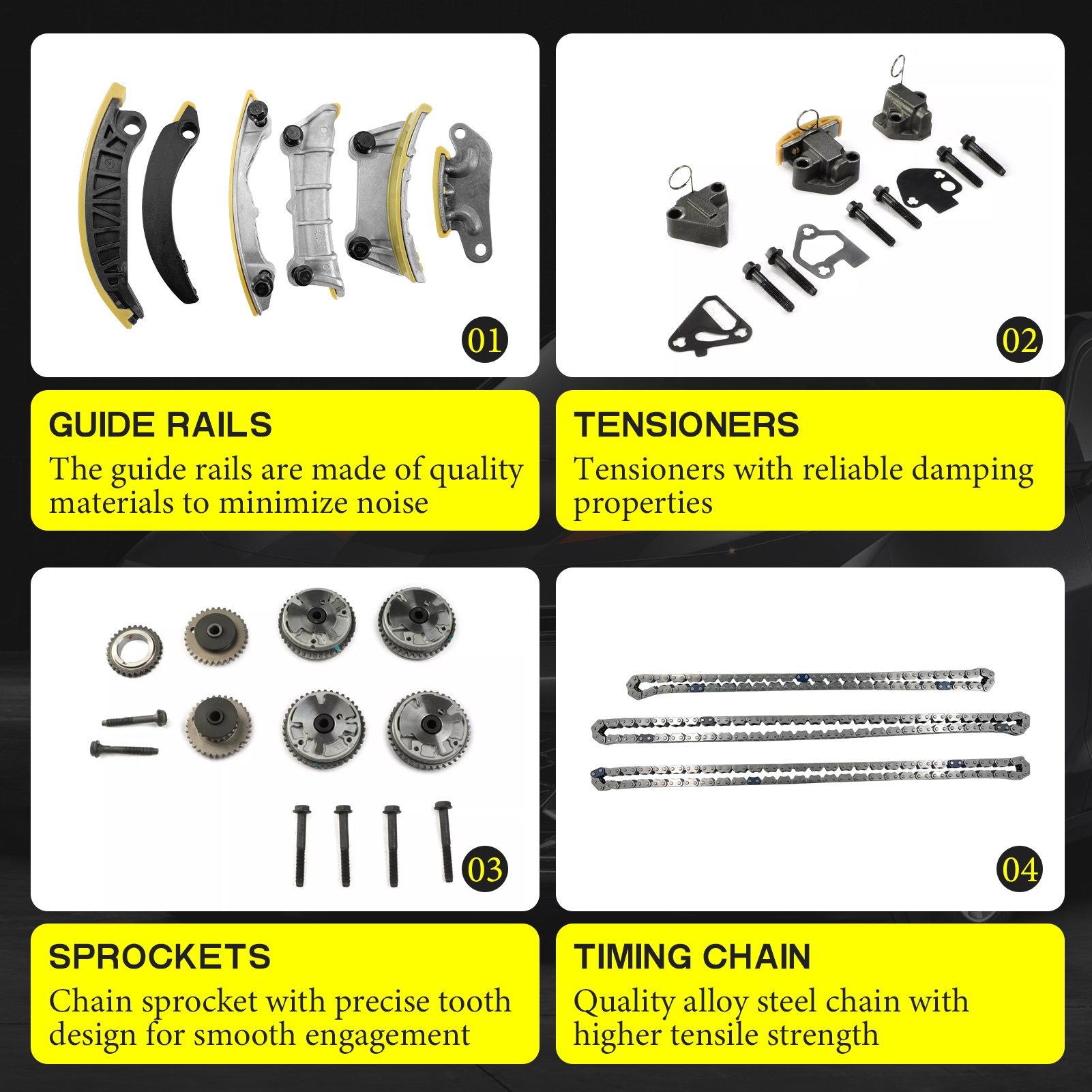 Engine Timing Chain Kit w/VVT Sprocket Water & Oil Pump for Chevy/Cadillac/GMC/Buick/Pontiac/Saturn 3.0L 3.6L V6