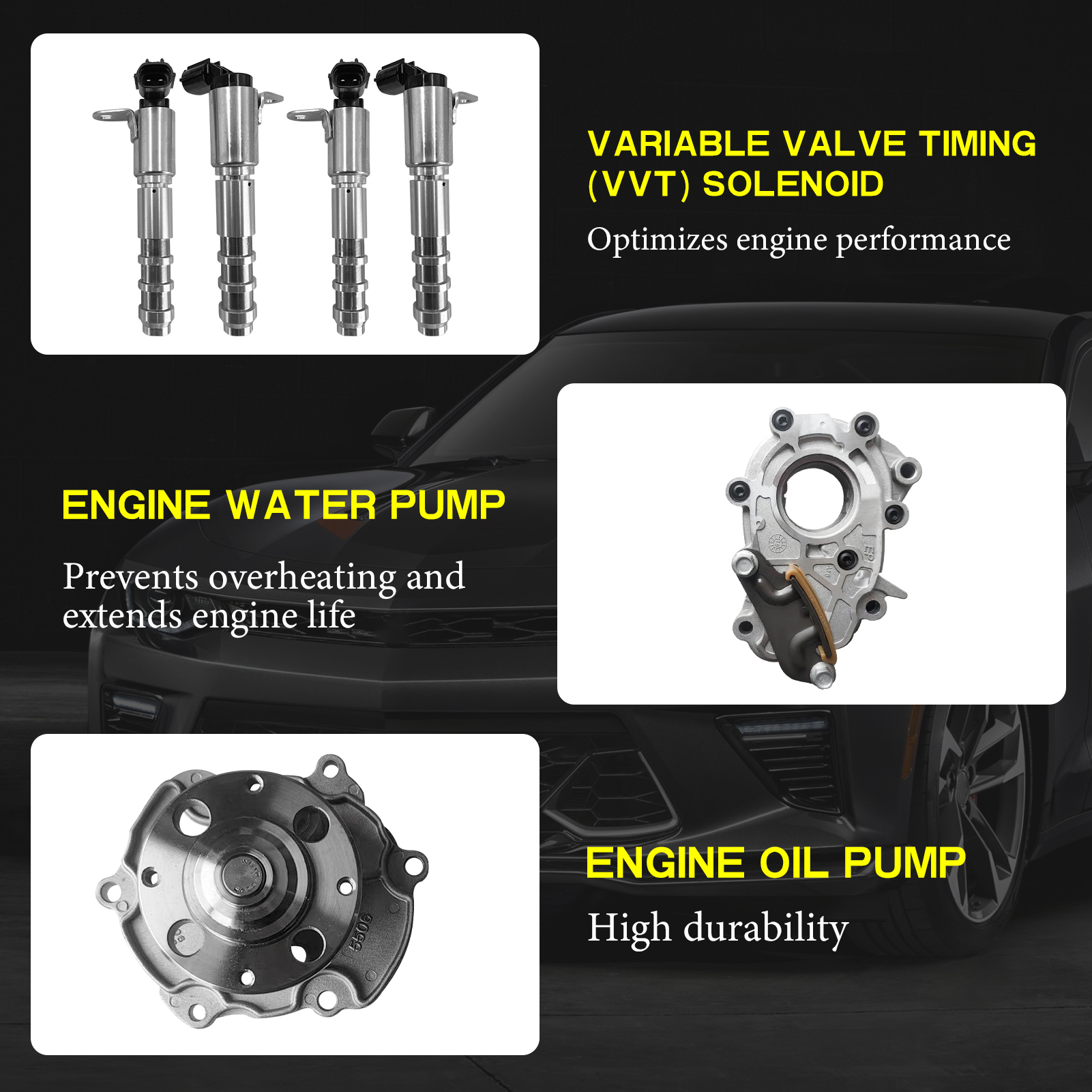 Engine Timing Chain Kit w/VVT Sprocket Water & Oil Pump for Chevy/Cadillac/GMC/Buick/Pontiac/Saturn 3.0L 3.6L V6