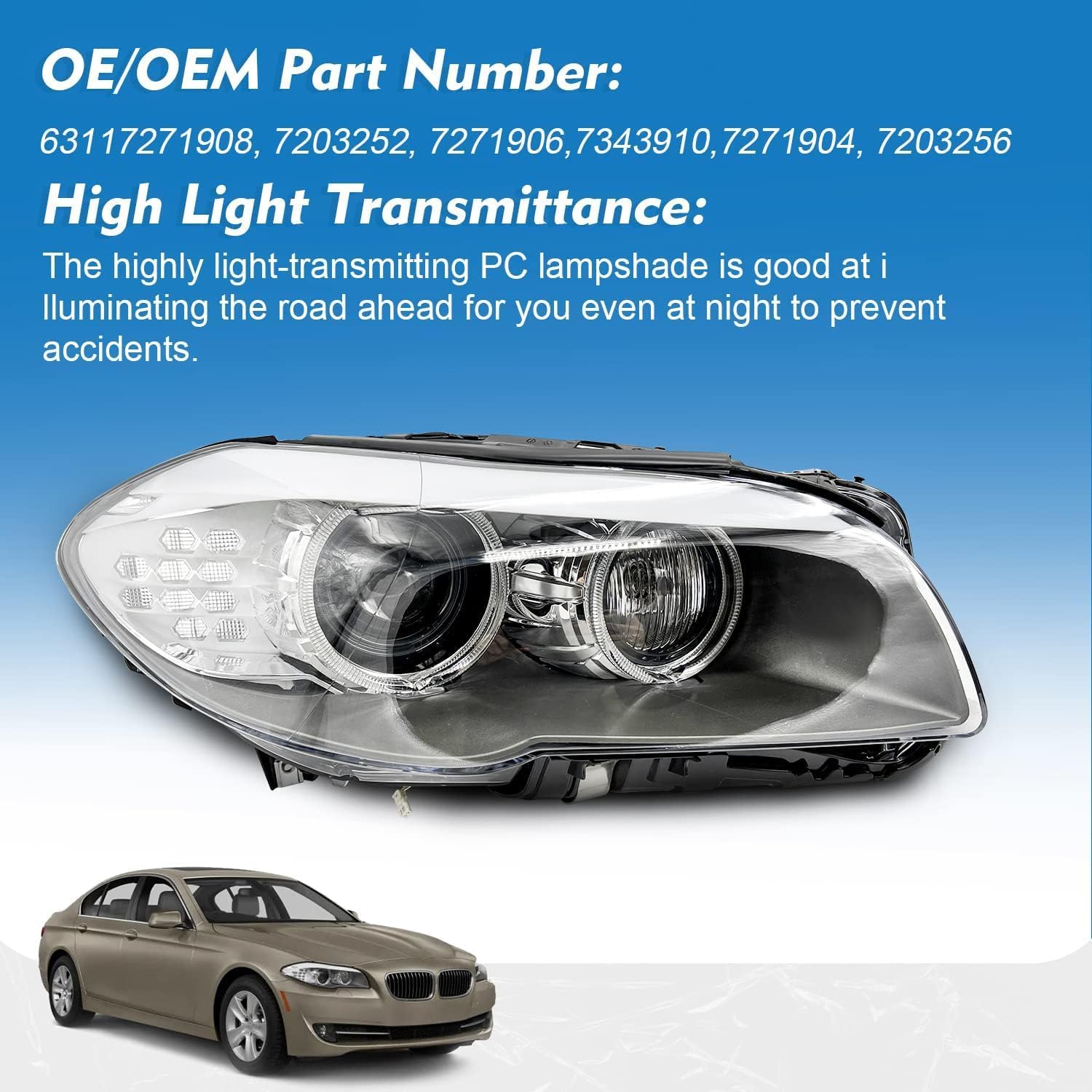 thumbnail image 2 of LEAVAN Xenon Adaptive Headlight – Right Side AFS HID For BMW 5 Series F10 2009-2013 2 of 4