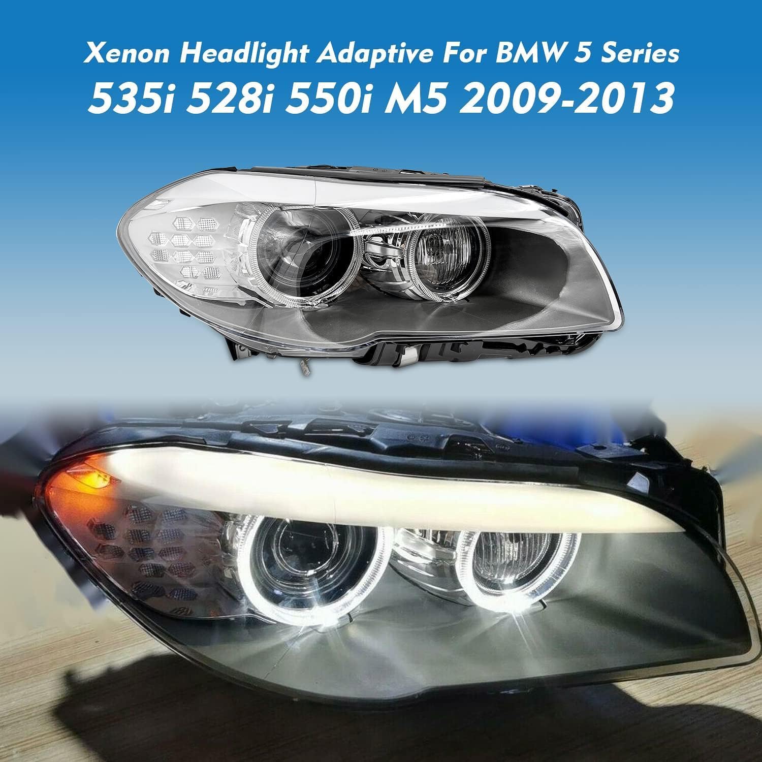 HID Xenon Headlight Assembly, Fits for BMW 5-Series 535i 528i 550i F10 F18 2011-2013, Adaptive AFS W/TMS Control Module/Xenon Ballast/Bulb (Right Passenger sSide)