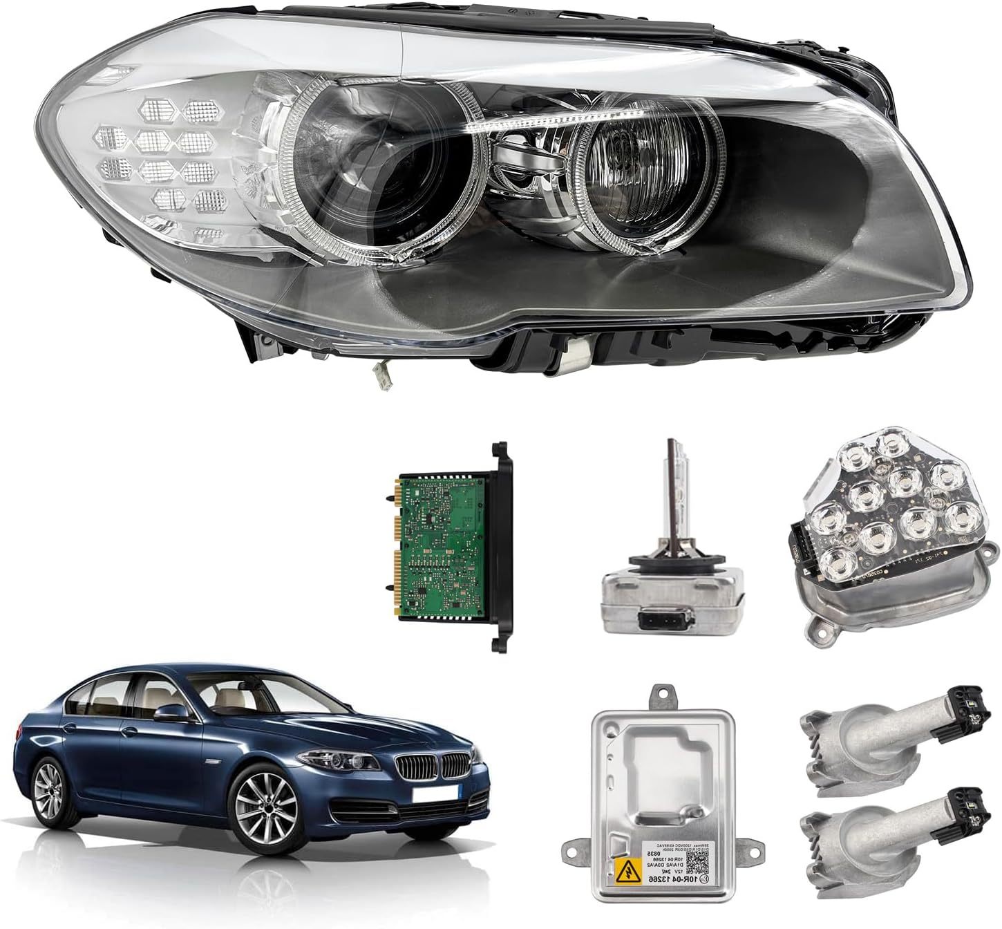HID Xenon Headlight Assembly, Fits for BMW 5-Series 535i 528i 550i F10 F18 2011-2013, Adaptive AFS W/TMS Control Module/Xenon Ballast/Bulb (Right Passenger sSide)