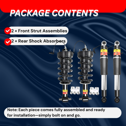 2015-2020 Yukon Denali Front Magnetic Struts and Rear Air Shocks 4pcs Kit Fit for Cadillac Escalade Chevrolet Suburban Tahoe GMC 84176631 84176675