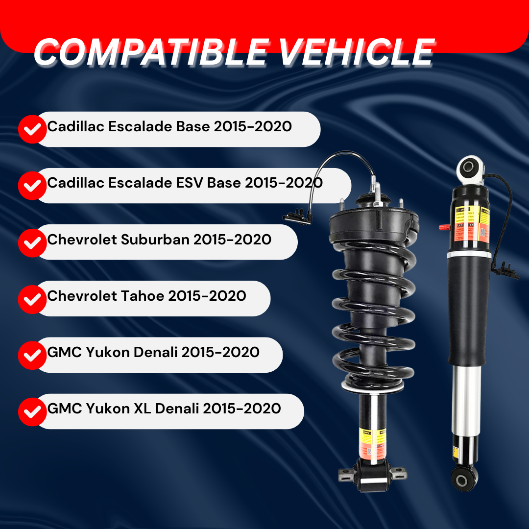 2015-2020 Yukon Denali Front Magnetic Struts and Rear Air Shocks 4pcs Kit Fit for Cadillac Escalade Chevrolet Suburban Tahoe GMC 84176631 84176675