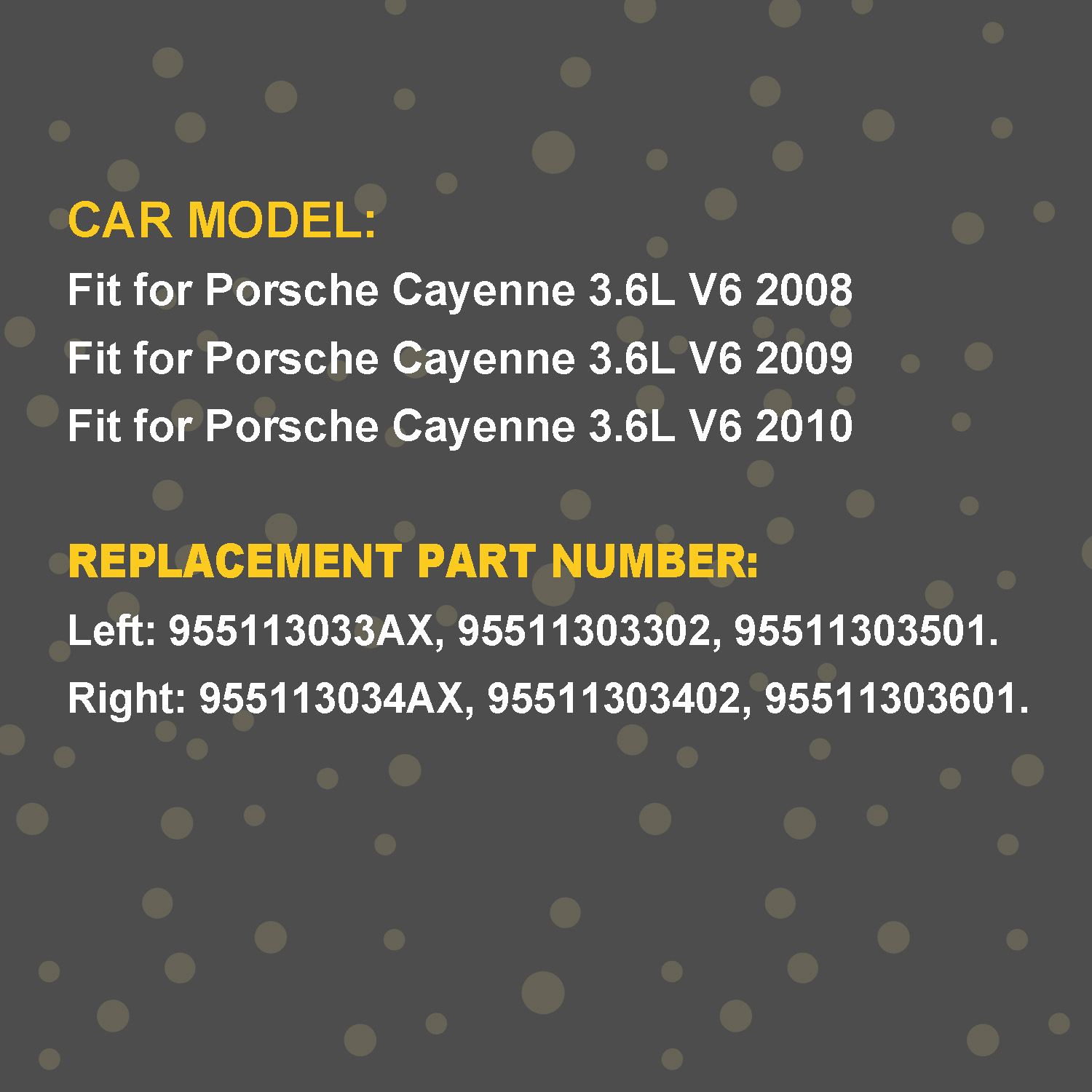 Pair Porsche Cayenne 3.6L V6 2008-2010 Front Catalytic Converter Exhaust Pipe 955113033AX