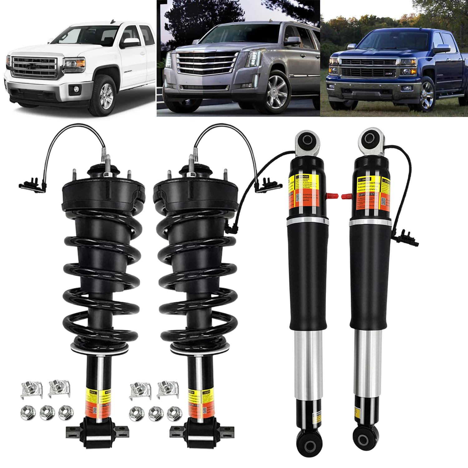 Front Struts and Rear Shocks Kit Fit for 2015-2020 Chevrolet Suburban / Tahoe, Cadillac Escalade ESV, GMC Yukon / Yukon XL Denali