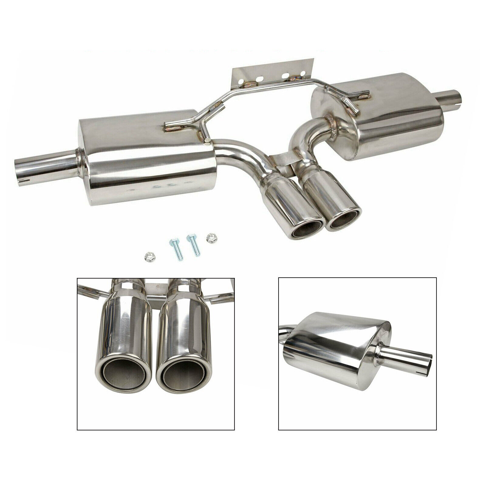 Stainless Catback Exhaust Header 3" Dual Exhaust Tip Muffler Fits 1996-2004 Porsche BOXSTER/S 986 M96