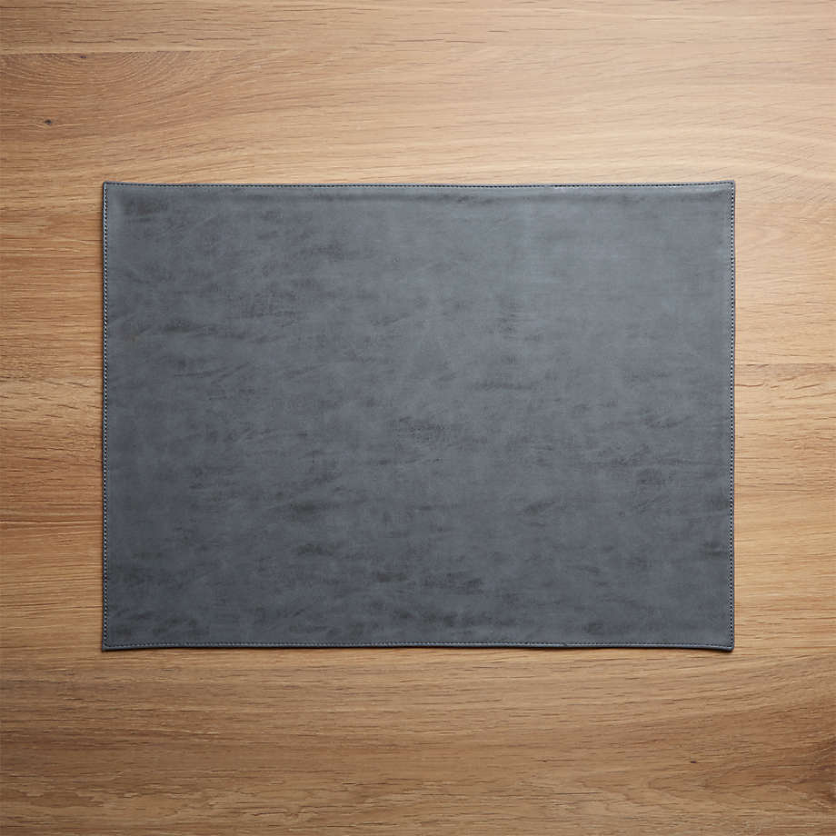 Rectangular Reversible Grey and Tan Faux Leather Placemat
