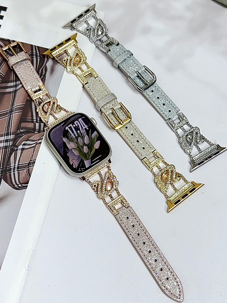 Diamond Swan Leather Band