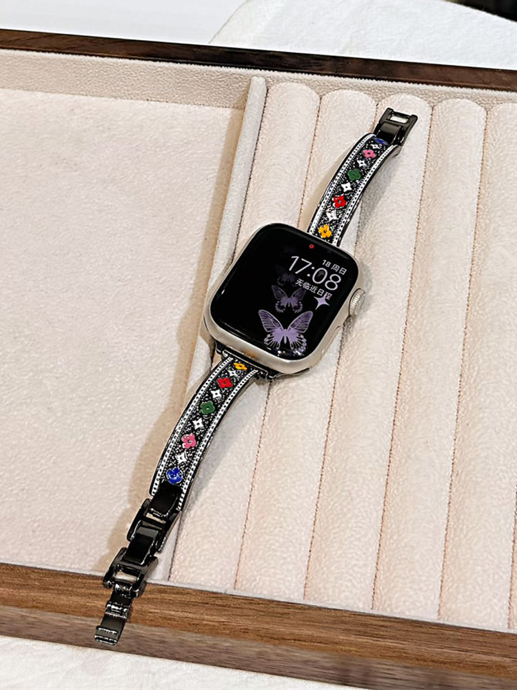 Colored Retro Pattern Bracelet Stainless Steel Band