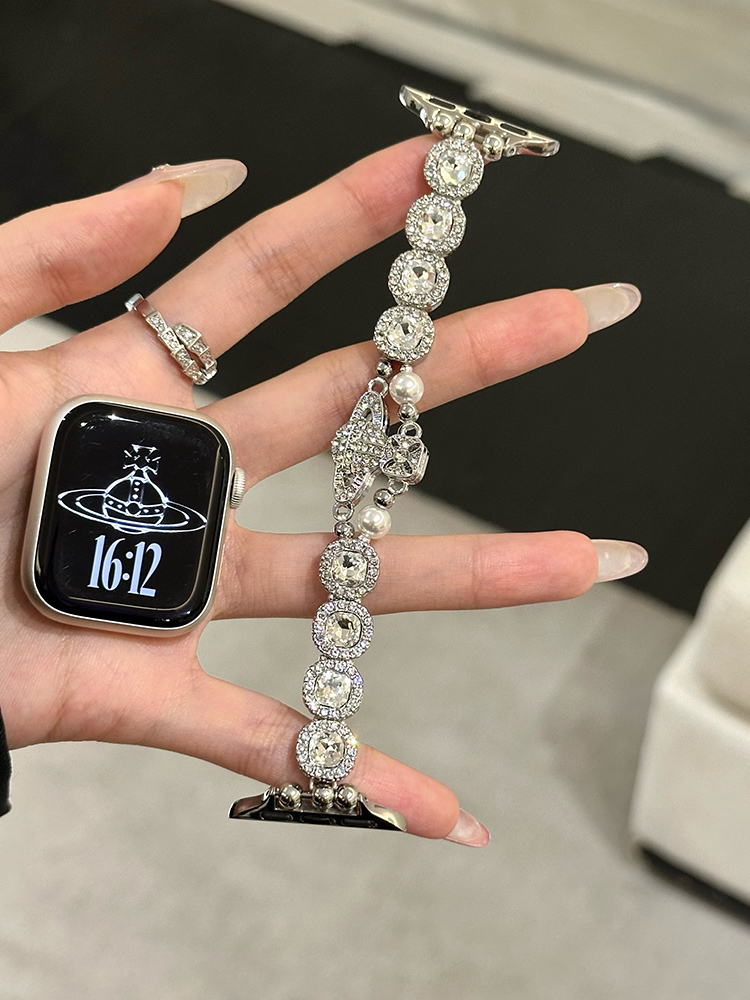 Colorful Diamonds with Saturn Stainless Steel Band for Apple Watch