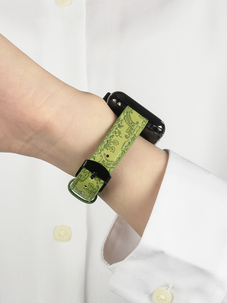 Creative Printed Slim Green Leather Band