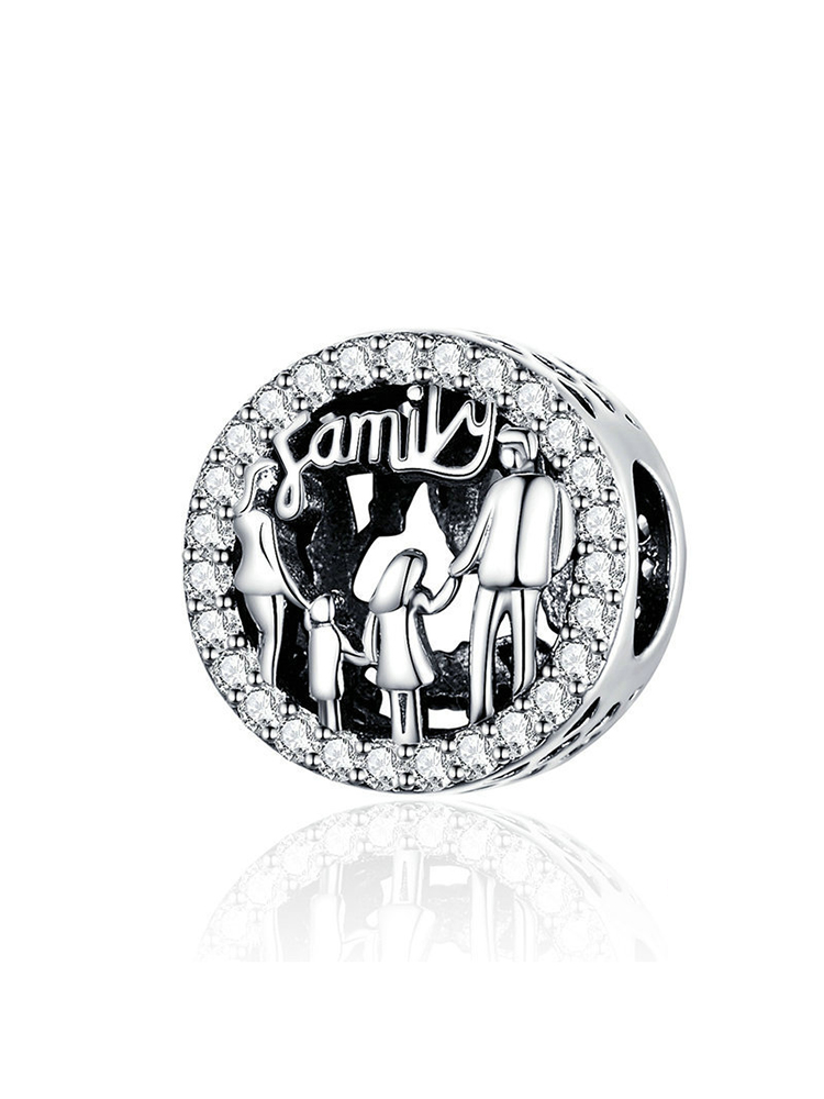 Family of Four Engraved 925 Sterling Silver Beads
