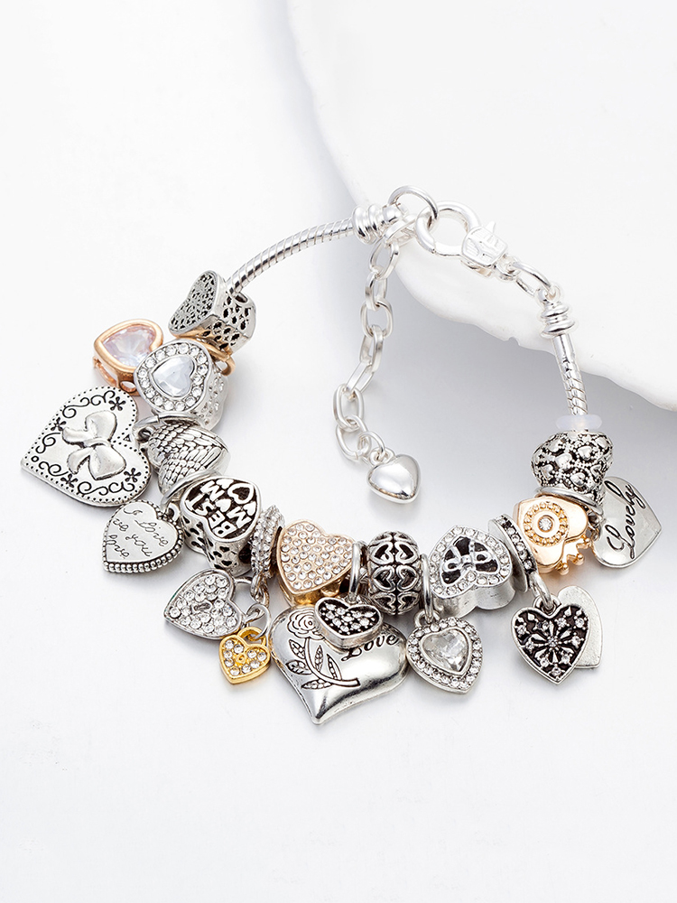 Love Pendant Crystal Beaded Band