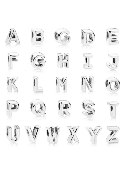 Silver English Capital Letters Alloy Beads