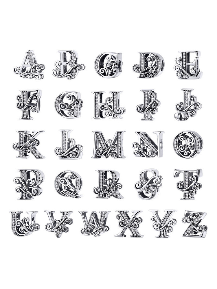 Monogram Letters 925 Sterling Silver Beads