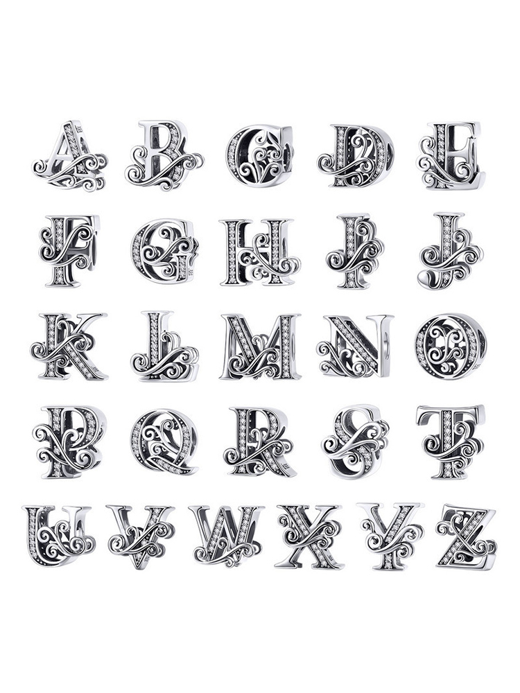 Monogram Letters 925 Sterling Silver Beads