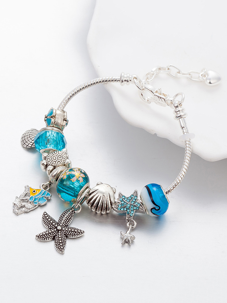 Starfish and Fish Crystal Beaded Band