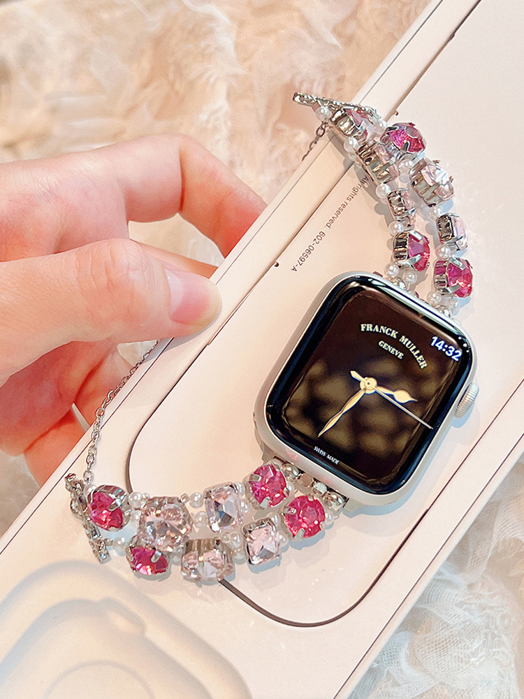 Double Chain Multicolor Zircon Stainless Steel Band