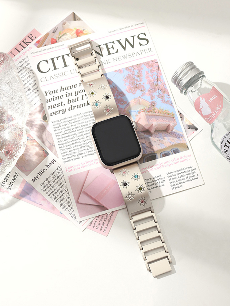 Starburst Color Diamond Bracelet Stainless Steel Band