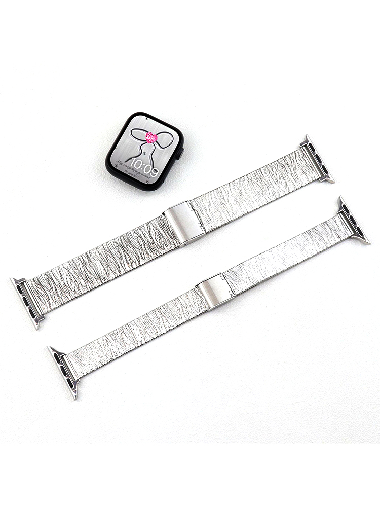 Wave Pattern Folds Stainless Steel Band