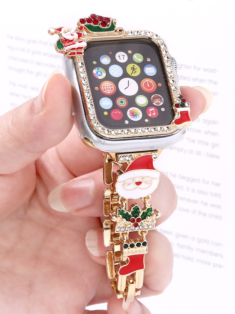 Diamond-encrusted Christmas Stainless Steel Band