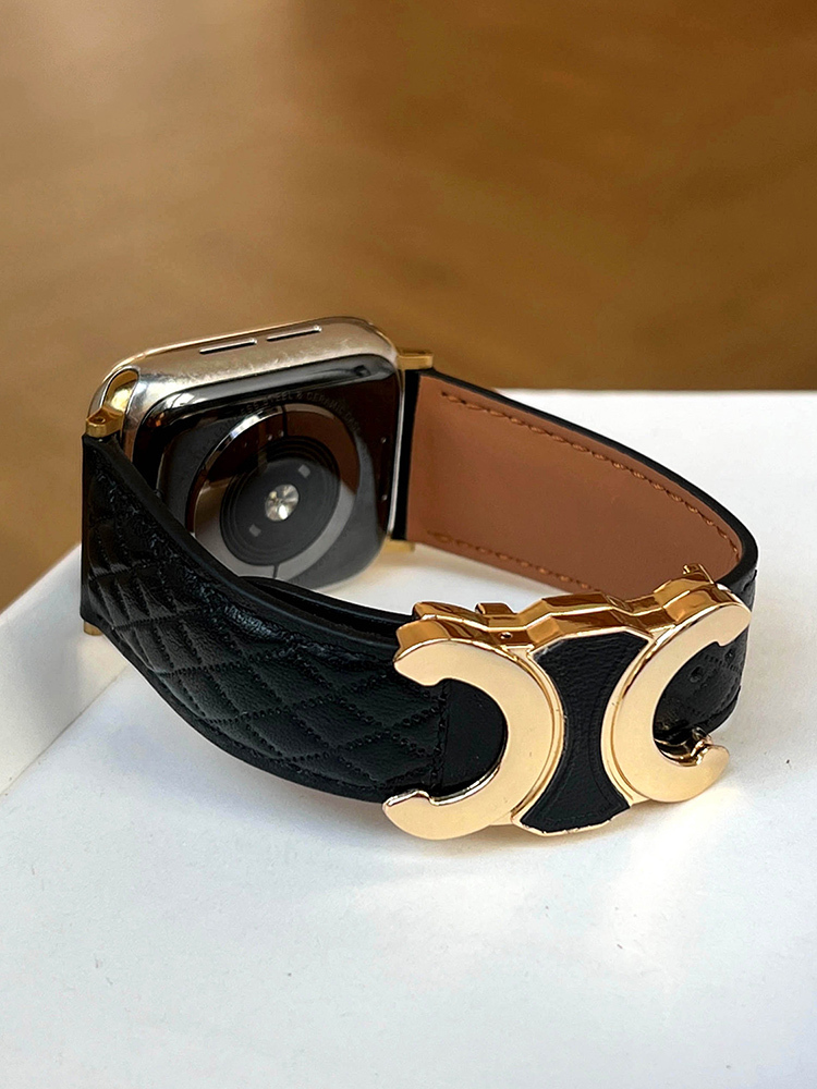 Double C Diamond Check Leather Band