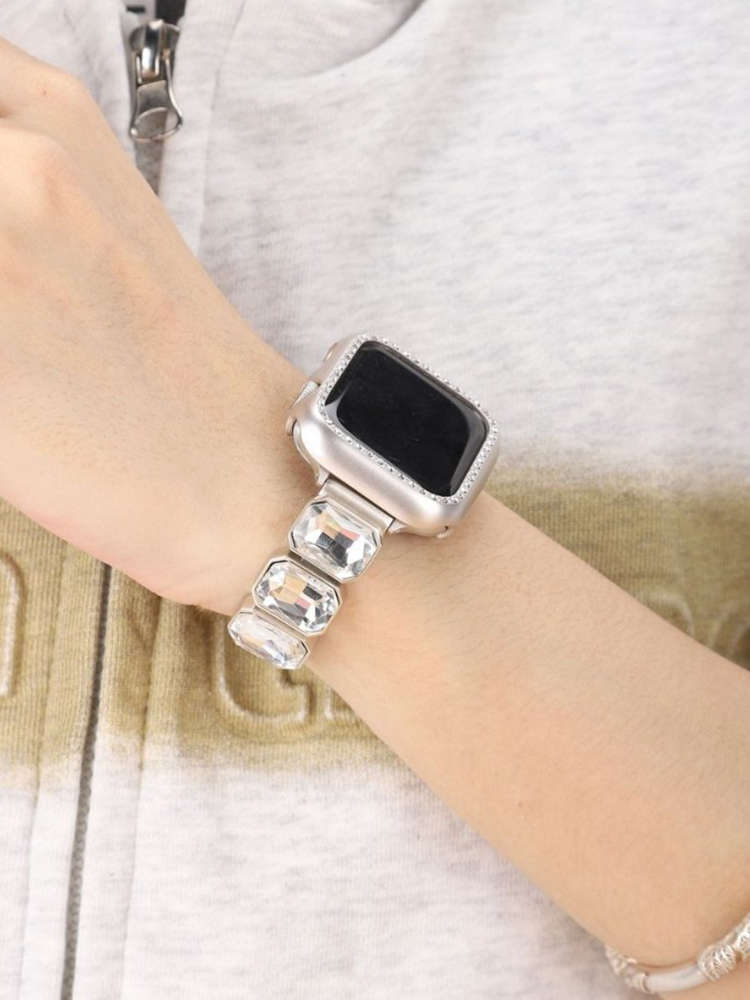 Square Zircon Stainless Steel Band