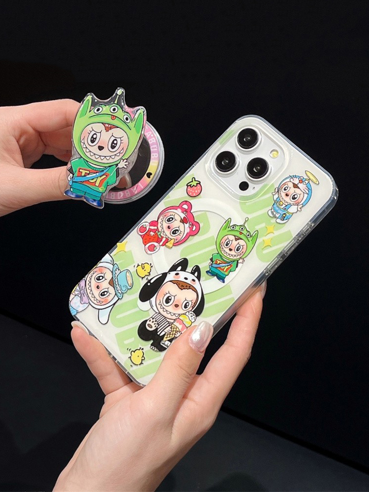 Cartoon Labubu Stand MagSafe Case