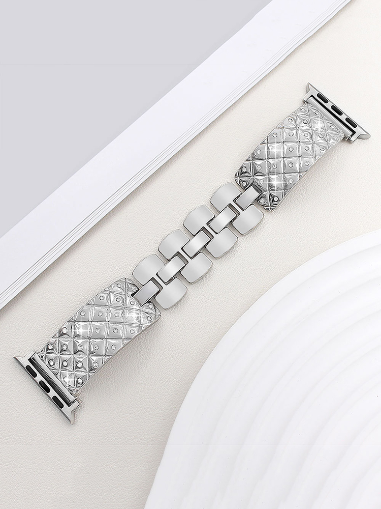 Full Diamond Diamond Pattern Bracelet Stainless Steel Band