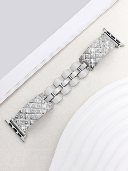 Full Diamond Diamond Pattern Bracelet Stainless Steel Band