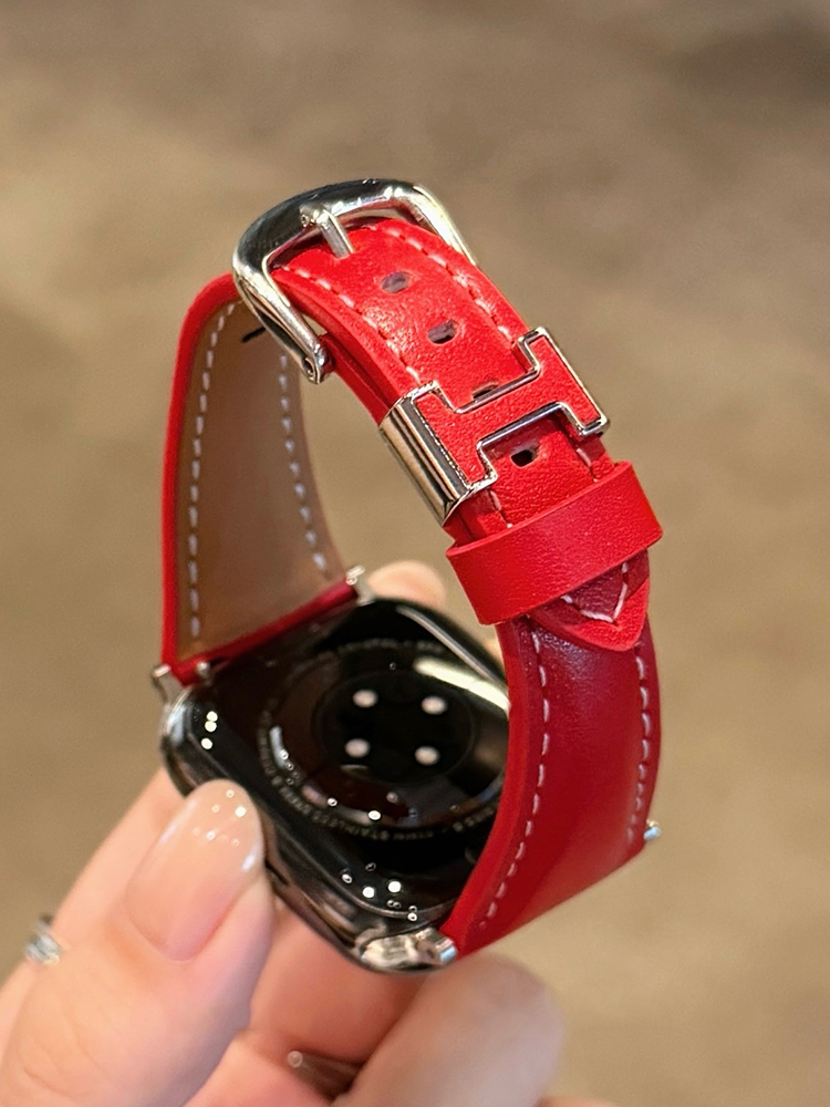 H Ring Curve Leather Band for Apple Watch