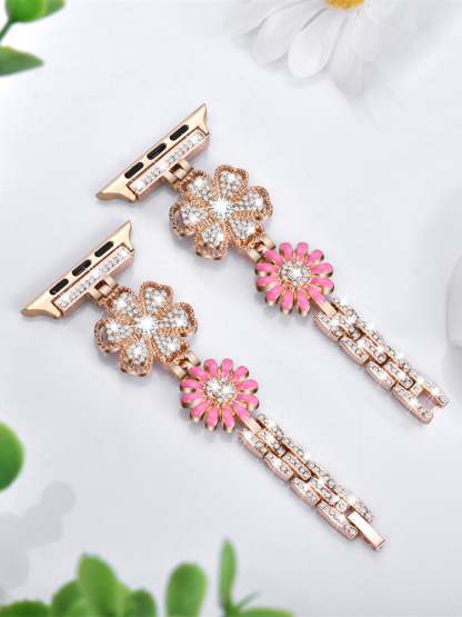 Diamond-studded Sparkling Flowers Metal Band for Apple Watch