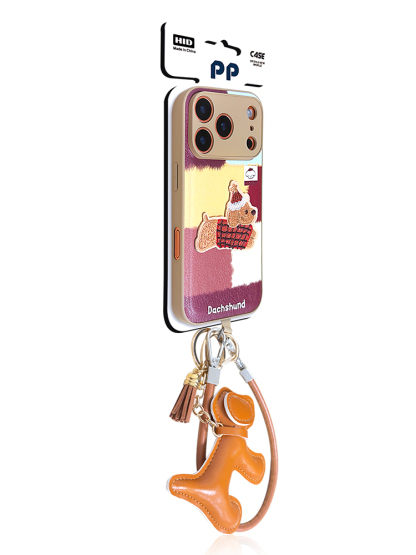 Dachshund Color Plaid Wrist Strap Case for iPhone