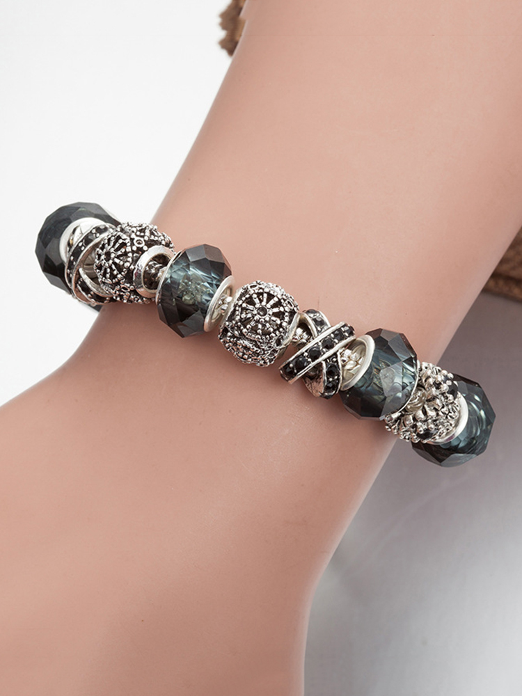 Glamor Night Beaded Bracelet Stainless Steel Band